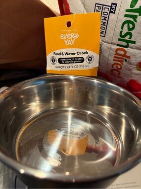 Stainless Steel Food & Water Crock - Silver